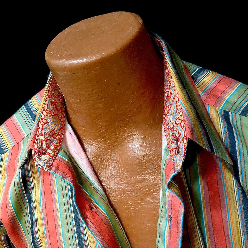Robert Graham Embroidered Stripped Flip Cuff Shirt